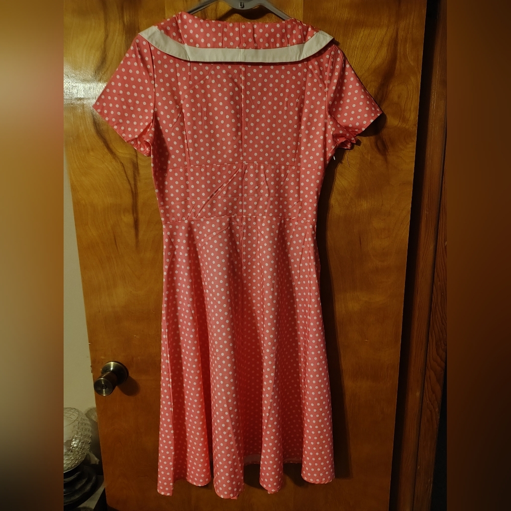 Pink Polka Dot Women's Dress - Picture 3 of 5